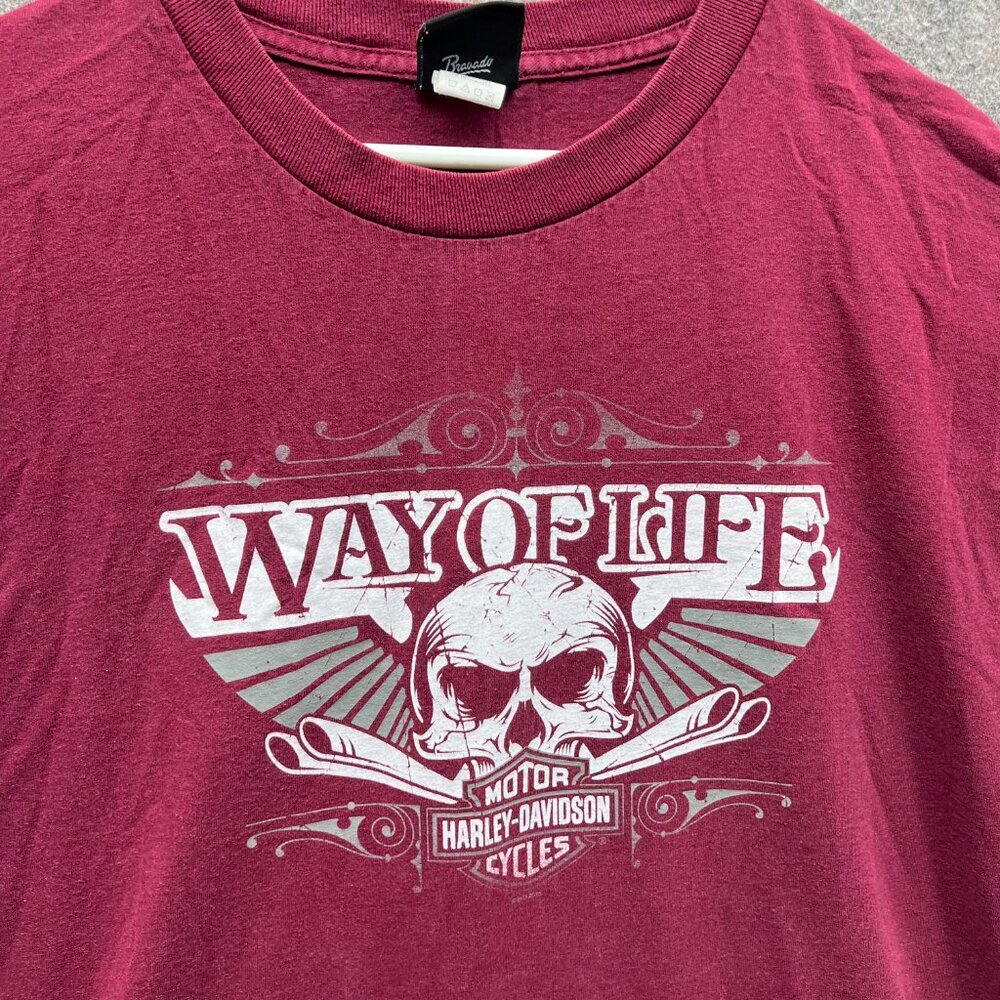 Vintage Harley Davidson Shirt Mens 2XL BurgundyCrewneck Florida Y2K Way of Fire - Picture 9 of 12